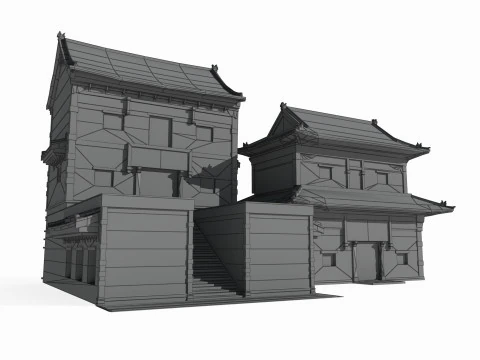 East Asian Ancient Architecture Taoist Temple 3D Model