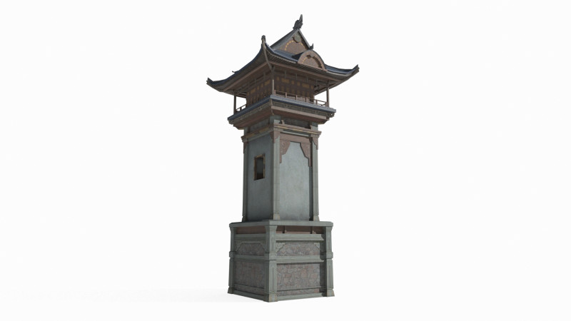 East Asian Ancient Architecture Landscape Tower 3D मॉडल .c4d .max .obj .3ds .fbx .stl .blend 