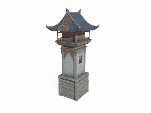 East Asian Ancient Architecture Landscape Tower 3D Model