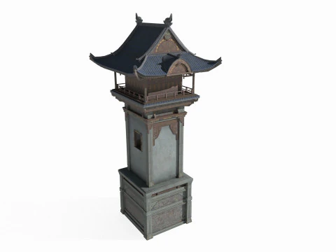 East Asian Ancient Architecture Landscape Tower 3D Model