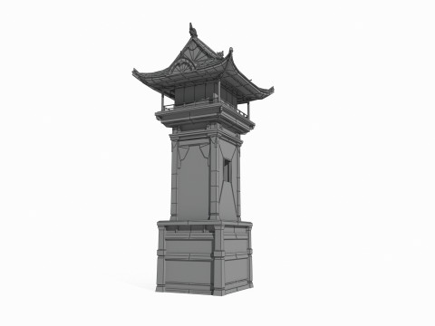 East Asian Ancient Architecture Landscape Tower 3D मॉडल