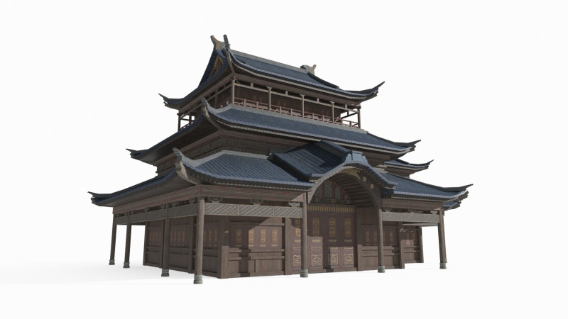 East Asian Ancient Architecture Palace Shop 3D 模型 .c4d .max .obj .3ds .fbx .stl .blend 