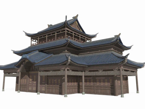 East Asian Ancient Architecture Palace Shop 3D Model