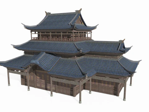 East Asian Ancient Architecture Palace Shop 3D Model