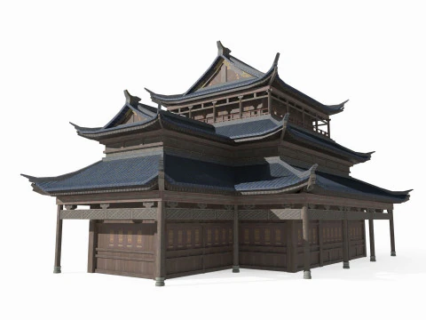 East Asian Ancient Architecture Palace Shop 3D Model