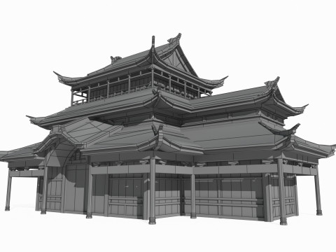 East Asian Ancient Architecture Palace Shop 3D 模型
