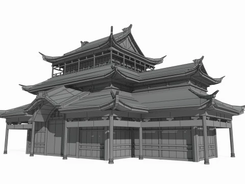 East Asian Ancient Architecture Palace Shop 3D Model
