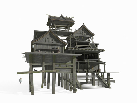 East Asian Ancient Architecture Fisherman s Houses Modelo 3D