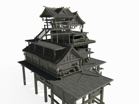 East Asian Ancient Architecture Fisherman s Houses Modelo 3D