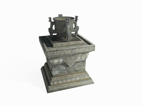 East Asian alchemy cauldron furnace Model 3D
