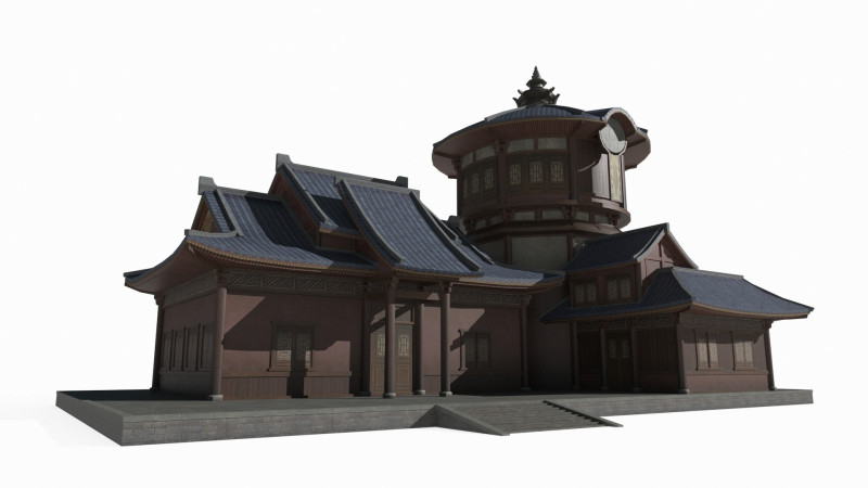 Asian Ancient Architecture Shop 3D Model .c4d .max .obj .3ds .fbx .stl .blend 