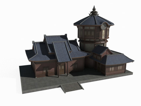 Asian Ancient Architecture Shop 3D Model