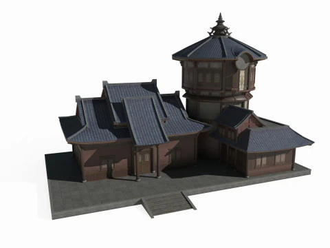 Asian Ancient Architecture Shop 3D Model