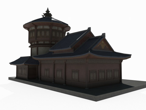 Asian Ancient Architecture Shop 3D Model