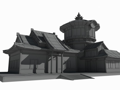 Asian Ancient Architecture Shop 3D Model