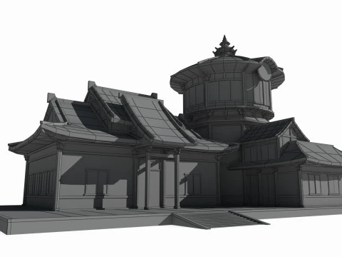 Asian Ancient Architecture Shop 3D Model
