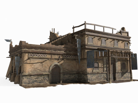Asian Ancient Architecture Gobi Tavern Modelo 3D