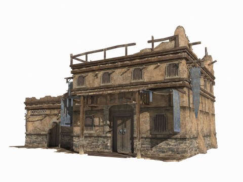 Asian Ancient Architecture Gobi Tavern 3D 模型
