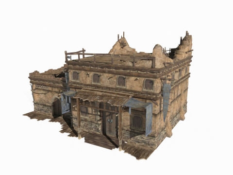 Asian Ancient Architecture Gobi Tavern 3D 模型