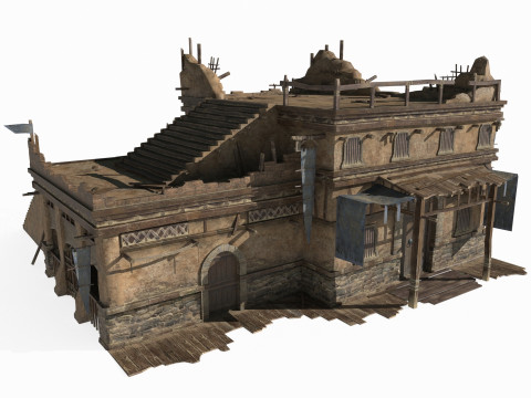 Asian Ancient Architecture Gobi Tavern 3D 模型
