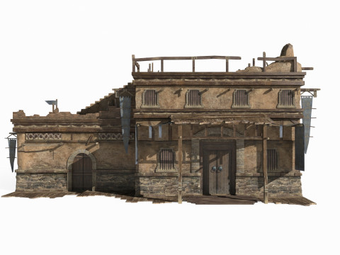 Asian Ancient Architecture Gobi Tavern 3D 模型