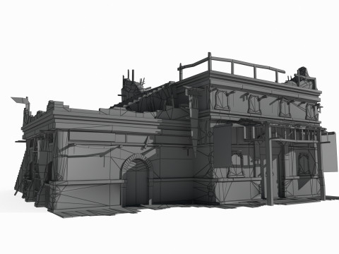 Asian Ancient Architecture Gobi Tavern 3D 模型
