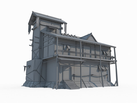 East Asian architecture houses in snow 3D Model