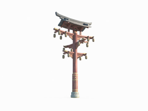 East Asian architectural street lights 3D 模型