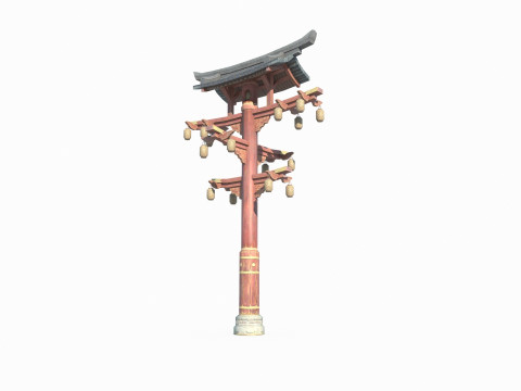 East Asian architectural street lights 3D-Modell