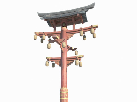 East Asian architectural street lights 3D-Modell