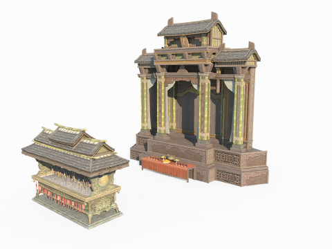 East Asian Ancient Architecture Temples Model 3D