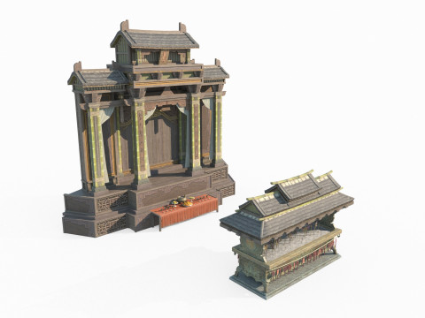 East Asian Ancient Architecture Temples Model 3D