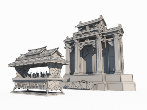 East Asian Ancient Architecture Temples Model 3D