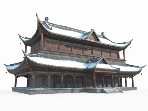 Doğu Asya'da Antik Mimarinin Karları Altındaki Saraylar 3D Model