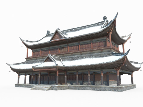 Palaces in the Snow of Ancient Architecture in East Asia 3D Model