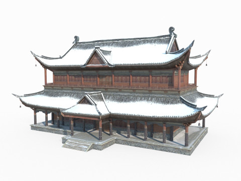 Palaces in the Snow of Ancient Architecture in East Asia 3D Model