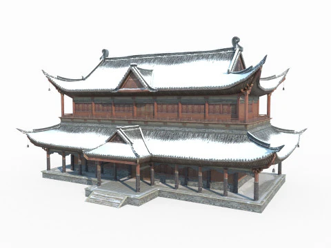 Palaces in the Snow of Ancient Architecture in East Asia 3D Model