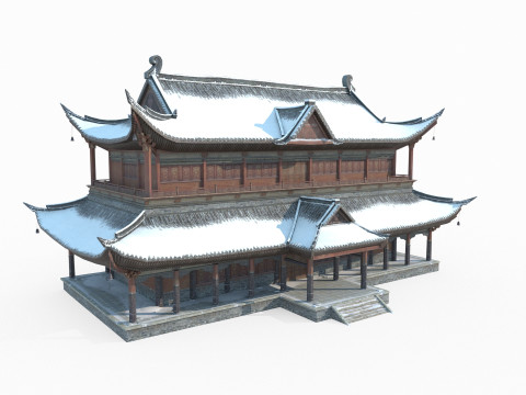 Palaces in the Snow of Ancient Architecture in East Asia 3D Model