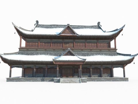 Palaces in the Snow of Ancient Architecture in East Asia 3D Model