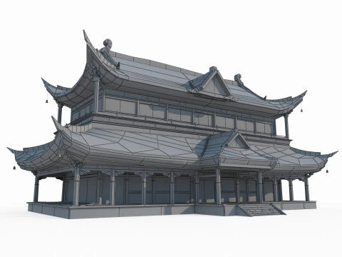 Palaces in the Snow of Ancient Architecture in East Asia 3D Model