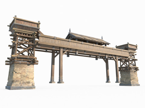 East Asian Ancient Architecture Gate Model 3D