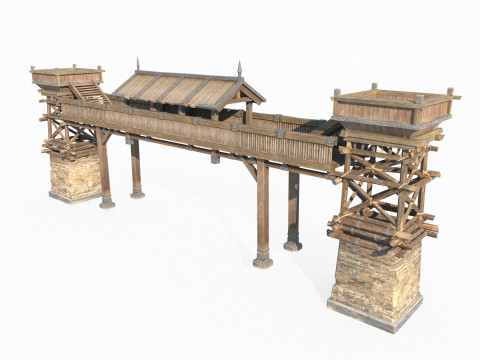 East Asian Ancient Architecture Gate 3D Модель