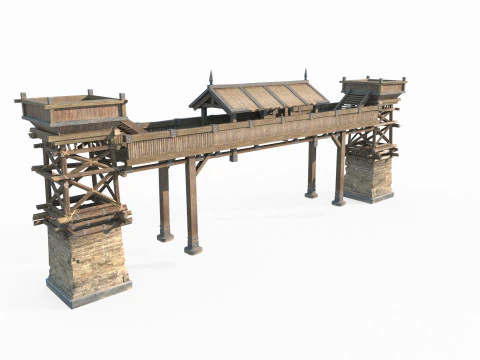 पूर्वी एशियाई प्राचीन वास्तुकला द्वार 3D मॉडल