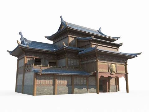 Restoran Arsitektur Kuno Asia Timur Model 3D