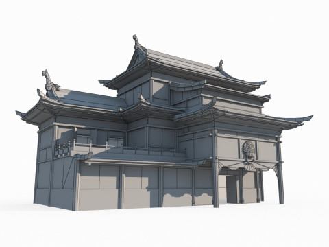 East Asian Ancient Architecture Restaurant 3D Модель