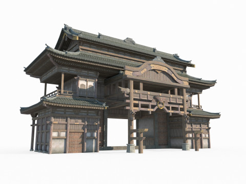 East Asian Ancient Architecture Gateway Level 3D Model