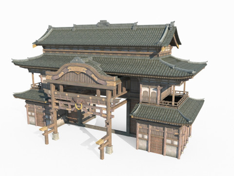 East Asian Ancient Architecture Gateway Level 3D Model