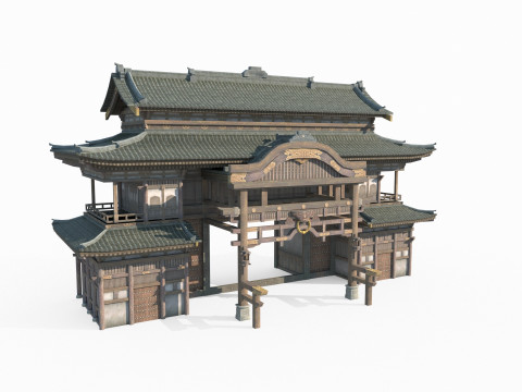 East Asian Ancient Architecture Gateway Level 3D Model