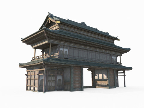 East Asian Ancient Architecture Gateway Level 3D Model