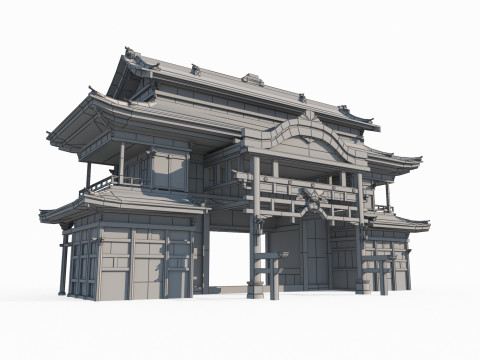 East Asian Ancient Architecture Gateway Level 3D Model